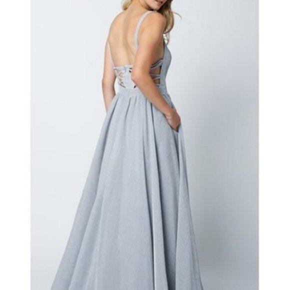 new Illusion V-Neck A-Line Shape Prom Dress JT201 - Picture 2 of 5